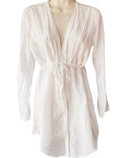 ATHLETA Dove Daydream White Silk Open Jacket Boho Swimsuit Cover Up ~ Women's XS