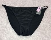 Wild Fable Tab Side Cheeky Low Rise Bikini Bottom Black Size XL