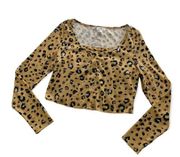 BP Leopard Print Cropped Rib Cardigan & Camisole Medium
