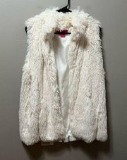 Betsey Johnson Womens Faux Fur Vest Cream Size L