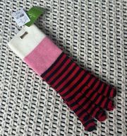 NWT Kate Spade Red Black Pink Striped Gloves