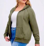 Torrid Olive Green Super Soft Raglan full zip hoodie