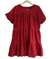 NWT VERY J RED CORDUROY TIERED DRESS