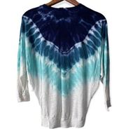 Women’s Young Fabulous & Broke Blue Aqua Turquoise White Tie-Dye Dolman Sleeve