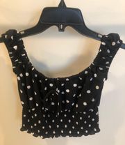 Polka Dot Off The Shoulder Crop Top