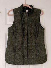 J. Jill Green Herringbone Puffer Vest Size Small