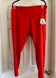 Women’s,cabana by crown & ivy, red, ankle length leggings, with pockets