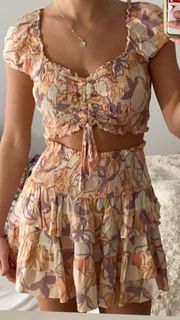 Two Cumberland Pink Floral Set With Mini Skirt