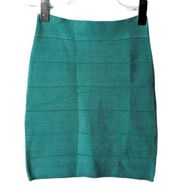 Vintage Y2K BEBE Bandage Mini Skirt Light Turquoise Blue Green Exposed Zipper XS