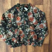 Sheer Black/Roses Jacket Size XL