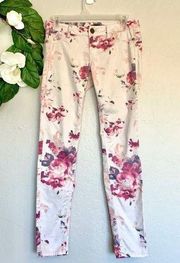 Fire Los Angeles Cream Floral Skinny Jeans Size 1