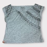 Decree | Vintage Y2K Sequined Summer Grunge Tee | Gray Black | Small