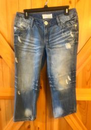 Maurices Cropped Capri Jeans Pants Denim Distressed Women's Size 5/6 30x21.5