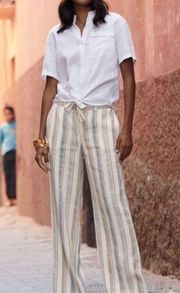 Lafayette 148 New York Linen Striped Wide Leg Pants, Sedona Multi New w/Tag $498