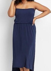 Maurice's  Solid Tube Top Navy Maxi Dress Women's Size 1 NWT