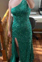 Green One Shoulder Prom Dress