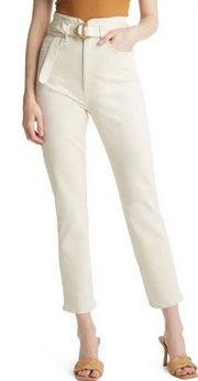 New & Other Stories Cream Belted Straight Jeans 2