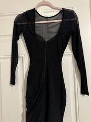 Beautiful Black Sheer Sleeved Mini Dress