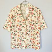 Uniqlo Button Up Shirt Tropical Camp Lightweight Airy Rayon Open Collar Small