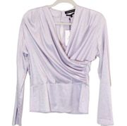 Something Navy Front Wrap Jacquard Top Purple Lilac / XXL NEW