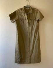 Vintage ll bean womens tan uniform military style shirt dress size large