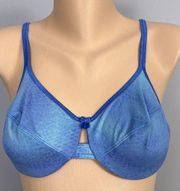 Vintage Vassarette Bra Size 36C Y2K 90s 75-020 Blue Snake Print Unlined Nylon