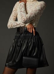 Lacy Faux Leather Mini Skirt