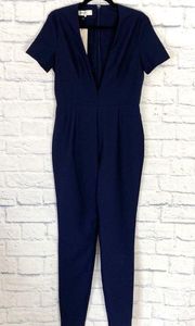 House of CB Simone navy blue deep v neck jumpsuit large