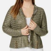 Metallic Lace Up Boucle Blazer