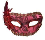 Venetian Feather Mardi Gras Masquerade Ball Eye Mask Party Halloween Costume Red