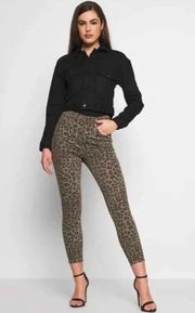 Good Waist High Rise Crop In Sage Leopard Size 16