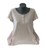 Mystree Women’s Neutral Pink Tunic Shirt Size Large 3 Buttons