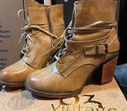 Buckle Brown Leather Ankle Boot