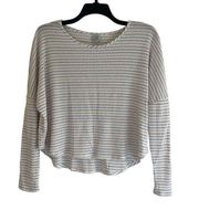 Paper Crane White Striped Waffle Thermal Crop Top - Size Large - Long Sleeves