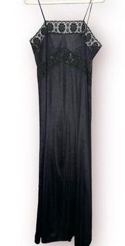 Vintage Sears Black Lace Maxi Slip size Medium