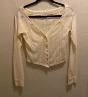 Urban Outfitters  Out From Under Ivory Cropped V-Neck Knit Cardigan Size M