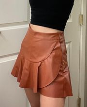 brown leather skort