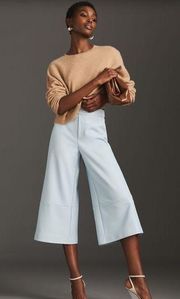 Anthropologie Maeve Faux Leather Cropped Wide Leg Pant