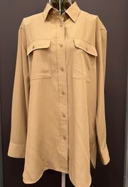 UV protection long sleeve button down shirt 32 beige