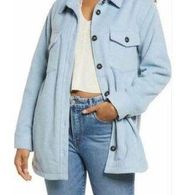 Thread & Supply Womens Button Up Fleece Shirt Jacket Sky Blue Size Large NWT