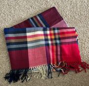 Blanket Scarf - Blue/Red/White