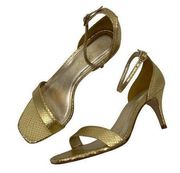 Lilly Pulitzer Natalie Sandals Ankle Strap Gold Metallic Genuine Leather 7.5M