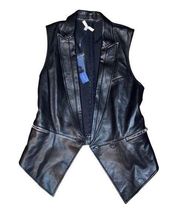 NWT  Genuine Leather Utility Tiffany Vest Biker Grunge sz 0 XS