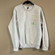 ✨ Gildan Gray Tinkerbell Embroidered Crewneck Sweatshirt Small