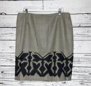 Carlisle NWT Size 16 Gray Houndstooth Patch Wool/Cashmere Blend Pencil Skirt