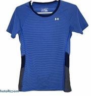 UNDER ARMOUR TOP FITTED HEATGEAR STRIPED TEE SHIRT SHORT SLEEVE WOMENS SIZE XS