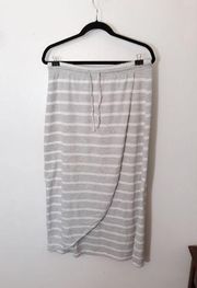 Sonoma gray and white striped faux wrap skirt