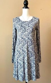 Old Navy  | Blue Printed Knit Long Sleeve Dress Sz S