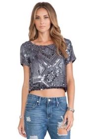 Sasha Crop Gunmetal Top XS