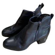 Blondo Waterproof Leather Pointed Toe Ankle Boots Size 11 Block Heel Black